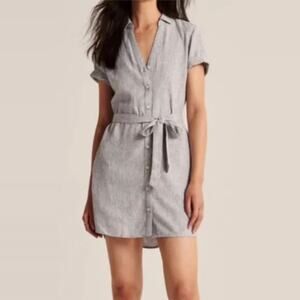 Abercrombie & Fitch Short Sleeve Chambray Shirt Dress w/ Belt & Pockets Sz Small